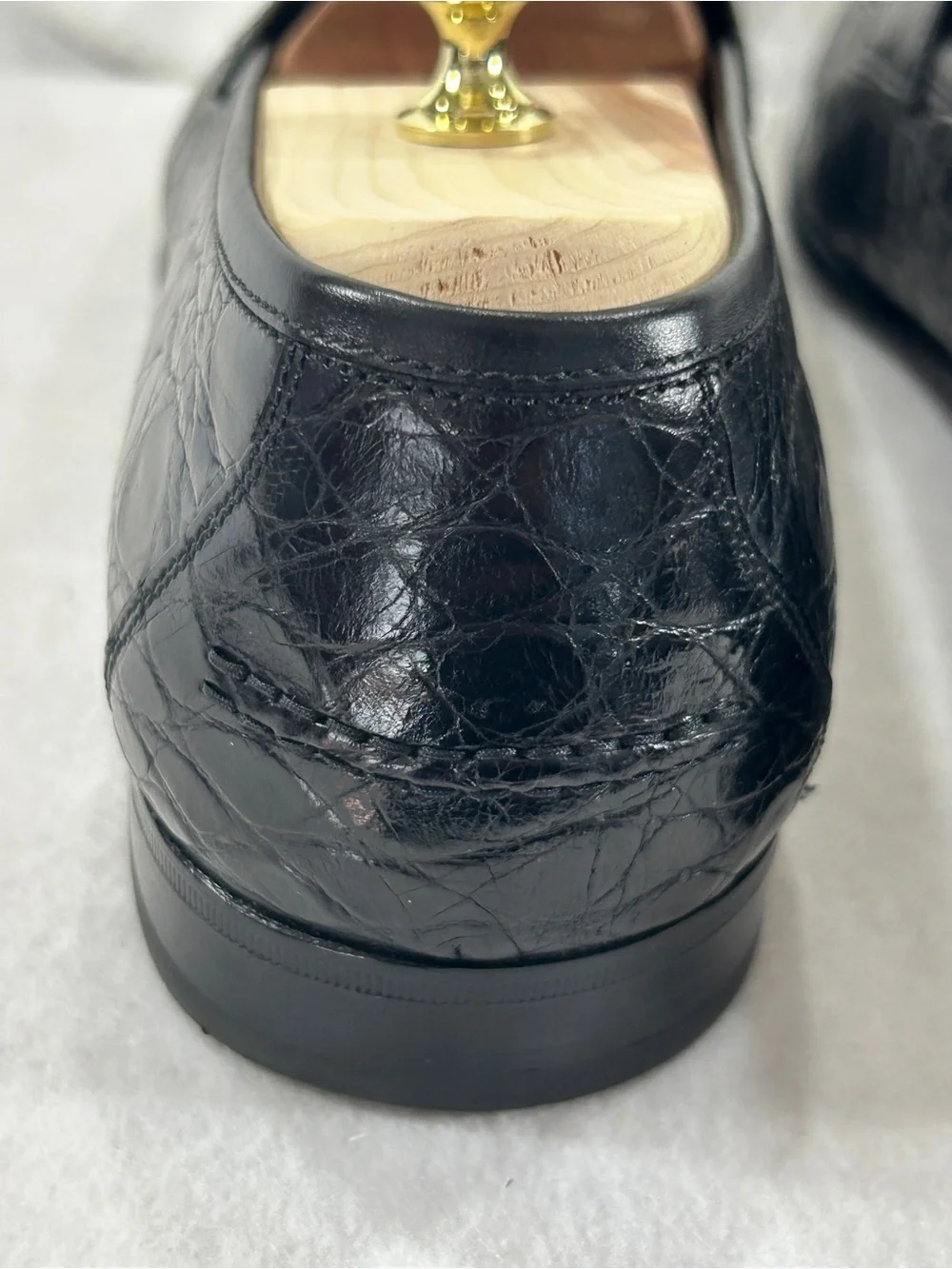 Salvatore Ferragamo Texas Black Crocodile Penny Loafers Mens 10.5 D Italy Box
